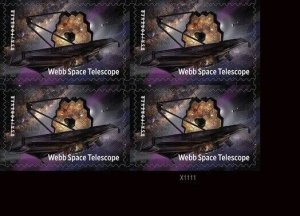 US James Webb Space Telescope LR Plate Block of 4 Stamps. Ships 8 Sep 2022. MNH.