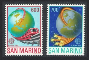 San Marino Space Europa Transport and Communications 2v 1988 MNH SG#1316-1317