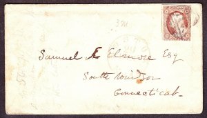 US 11 or 11a 1851 Issue 3c Washington on Cover (-087)