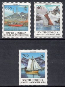 SOUTH GEORGIA 1995 Yachts; Scott 201-03, SG 258-60; MNH