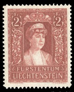 Liechtenstein #130 Cat$140, 1935 2fr henna brown, never hinged