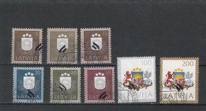 Latvia  Scott#  300-307  Used  (1991 National Arms)