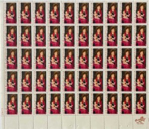 US Stamp 1967 Christmas Madonna & Child 50 Stamp Sheet  #1336