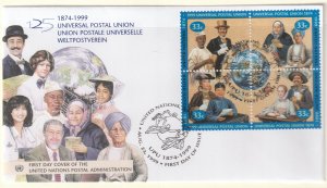 125th Anniversary of the UPU  NY  Official Cachet Setenant Block  Sc# 764-767