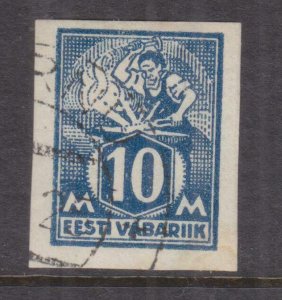 ESTONIA, 1922 Blacksmith, imperf. 10m. Blue, used.