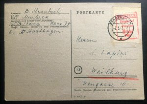 1947 Meerbeck Stadthagen Germany Displaced Person DP Camp PC Cover to Weilburg 1