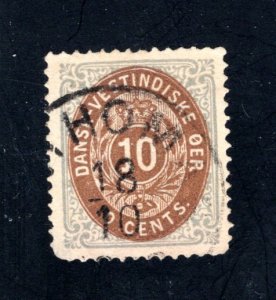 Danish West Indies #10,  VF,  Used  CV $25.00 ....1630010