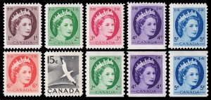 Canada Scott 337-343, 345-348  (1954-61) Mint LH VF Complete Sets, CV $7.80 M