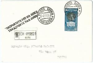 71502 - EGEO Rhodes - Postal History - Sass. PA 21 on Leonardo RECOMMENDED ENVELOPE-