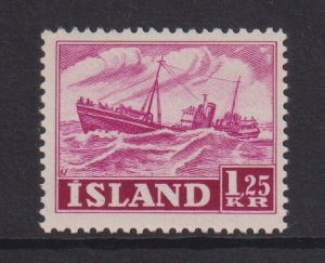 Iceland   #265    MNH  1952  trawler  1.25k