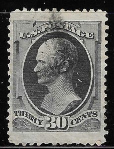 Scott # 165  Lot E942  30c Hamilton  gray black Mis-cut error   Used