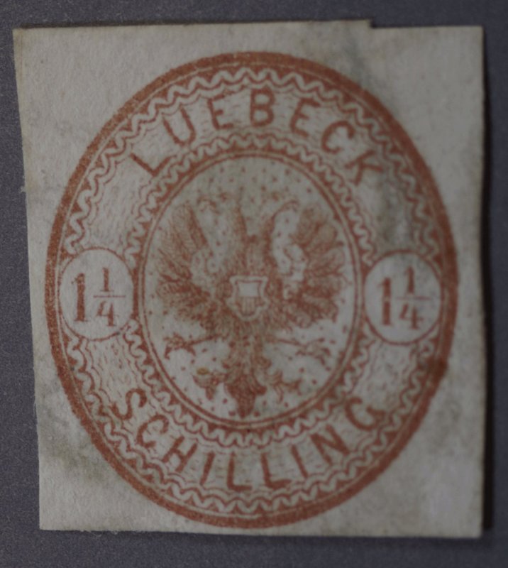 German States Lubeck #13a Unused Reddish Brown