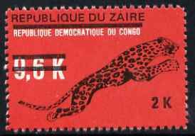 ZAIRE - 1977 - Leopard,  New Name & Value o/p - Perf 1v - Mint Never Hinged