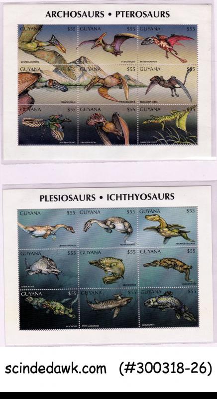 GUYANA - 1998 DINOSAURS ARCHOSAURS & PLESIOSAURS SET OF 2 M/S MNH