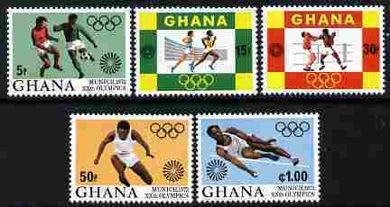 GHANA - 1972 - Munich Olympics - Perf 5v Set - Mint Never Hinged