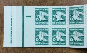 BK143  D booklet 1985  #2113a, (22c)  RARE PLT #2   Mint NH  Scott cv $350