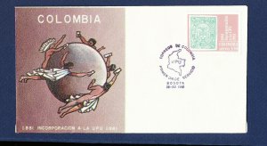 COLOMBIA   # C715  on cacheted unaddressed FDC - UPU - 1981