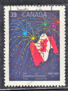 CANADA  SC# 1278  USED  1990  NATIONAL FLAG 25TH ANNIV.   SEE SCAN