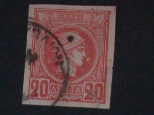 GREECE-1888-SC#68 ST.2022 VERY OLD STAMP VF USED-138-YEARS OLD-LAST ONE