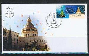 ISRAEL STAMP 2011 CHRISTMAS NOEL LABELS GOLD PRINTING ON FDC NAZARETH