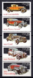 United States 1988 Cars Complete Mint MNH Set Strip SC 2385a