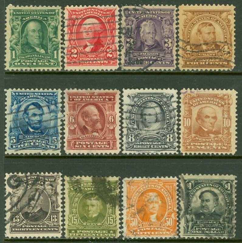 EDW1949SELL : USA 1902-3 Sc #300-11 Fine-Very Fine, Used. Light cancels Cat $171