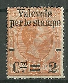 1890 Italy #62  2c surcharged on 1.25L  King humbert I uncancelled/no gum