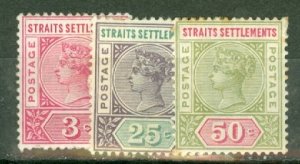 NY: Straits Settlements 84,86-7 mint CV $79.50