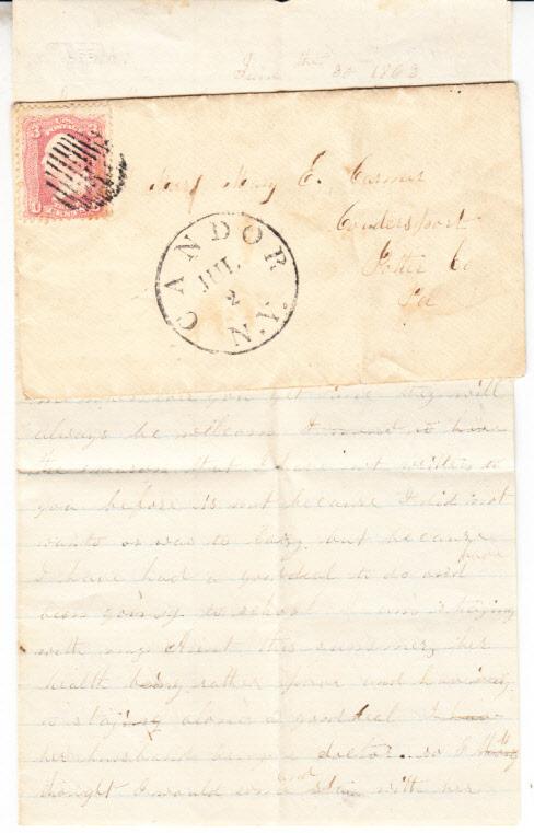 US Cover Candor NY CDS 1863 with Letter