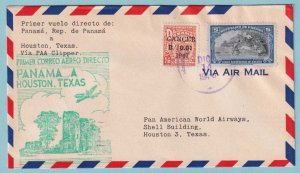 PANAMA 1946 FIRST FLIGHT COVER FROM PANAMA TO HOUSTON TEXAS - CV351