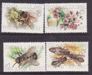 Russia-Sc#5771-4-unused NH set-Insects-Honeybees-1989-