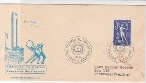 Finland 1956 FDC Helsinki Slogan Wreath Cancels Stamps Cover ref 22084