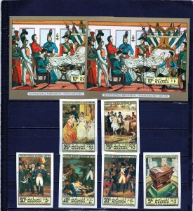 MANAMA 1972 PAINTINGS/NAPOLEON SET OF 6 STAMPS IMPER.& 2 S/S PERF. & IMPERF. MNH