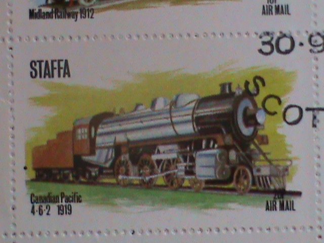 STAFFA-SCOTLAND STAMP:1973 AIRMAIL- RAILWAYS-THE TRAINS COMPLETE SET-CTO MNH