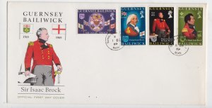 Guernsey 1969 Set 4 Isaac Brock on official FDC