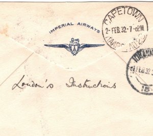 SUDAN Air Mail 4½pi Cover Juba-Cape Town 1931 *IMPERIAL AIRWAYS* Crest MA1251
