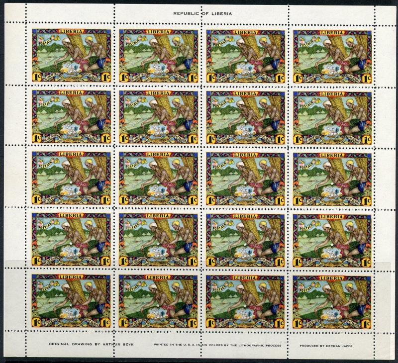 LIBERIA  JEHUDI ASHMUN BY  ARTHUR SZYK SC#309/12,C63/64 SET OF SHEETS  MINT NH