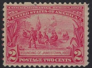2c US #329 Jamestown Exposition Issue MH VF Scv $30