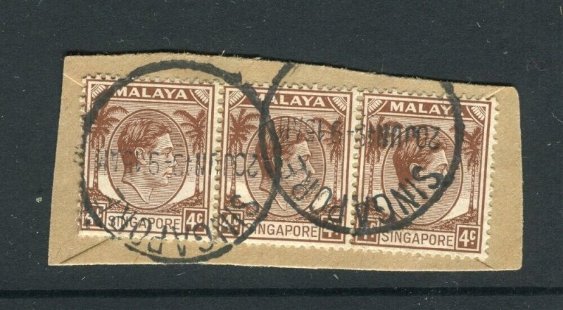 STRAITS SETTLEMENTS; 1940s early GVI issue fine used POSTMARK PIECE