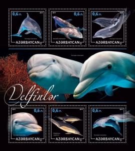 AZERBAIJAN 2017 SHEET DOLPHINS MARINE LIFE azrb17207a