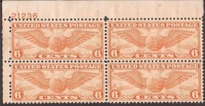 US Stamp 1933 6c Winged Globe 4 Stamp Plate Block NH #C19