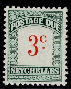 SEYCHELLES QEII SG D2, 3c scarlet & green, NH MINT.