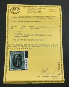 MOMEN: US STAMPS #158 USED PF CERT