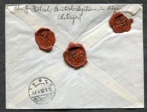 p38 - LATVIA 1929 Registered Cover to GERMANY. BRITISH LEGATION. Wax Seals