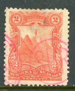 Nicaragua 1893 Seebeck 2¢ Liberty Cap Scott #52 VFU Z362 ⭐