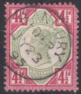 Great Britain Sg206 4.5d Green & Carmine Used Nice Cds Cv £40