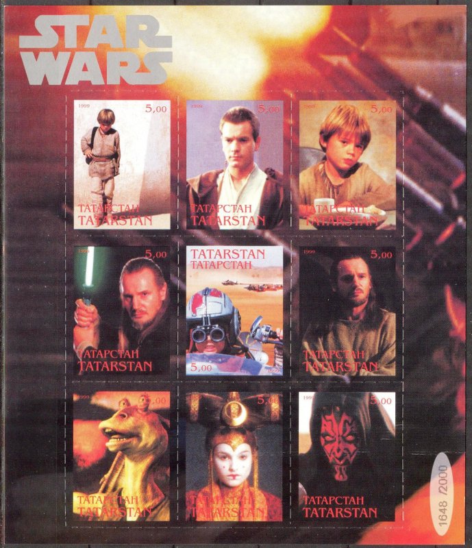 Tatarstan 1999 Cinema  Star Wars  (3) Sheet Digital Perforation MNH Cinderella