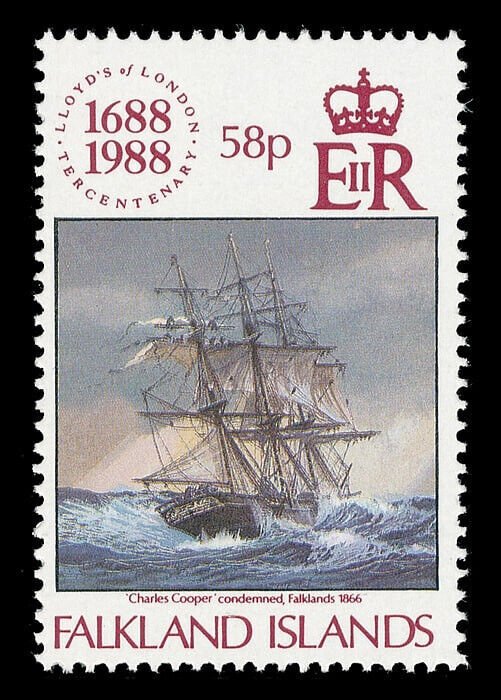 Falkland Islands 1988 QEII 58p with WATERMARK INVERTED superb MNH. SG 566w.