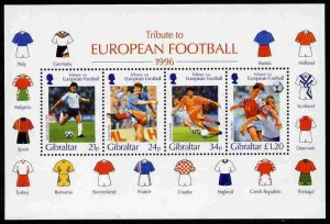 GIBRALTAR - 1996 - European Football Champs. - Perf Min Sheet -Mint Never Hinged