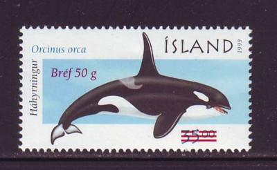 Iceland Sc 944 2001Whale stamp ovptd mint NH